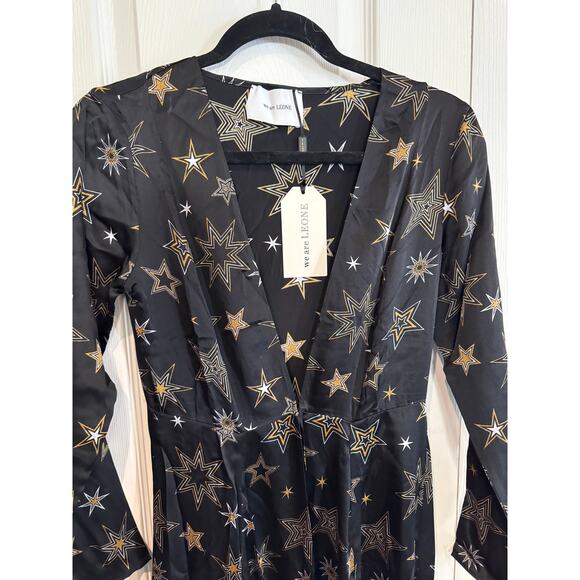 NEW Star Print Long Sleeve Maxi Dress Duster Kimono Party Cocktail - Picture 5 of 8